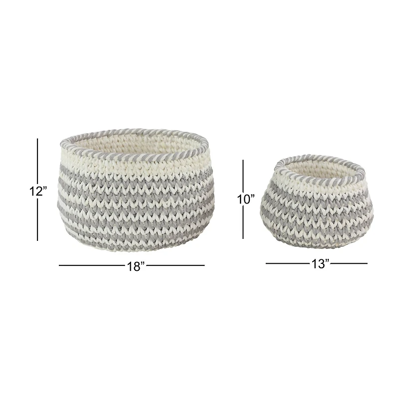 Gray Polyester Country Storage Basket Set