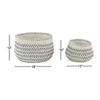 Gray Polyester Country Storage Basket Set