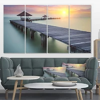 Designart - Wooden Sea Bridge and Sunset