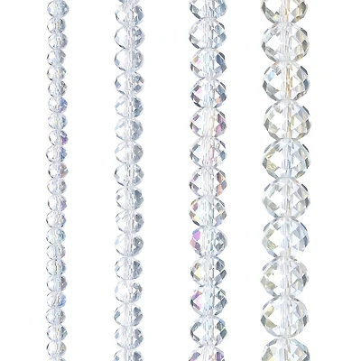 12 Packs: 4 ct. (48 total) Clear Faceted Glass Rondelle Beads by Bead Landing™