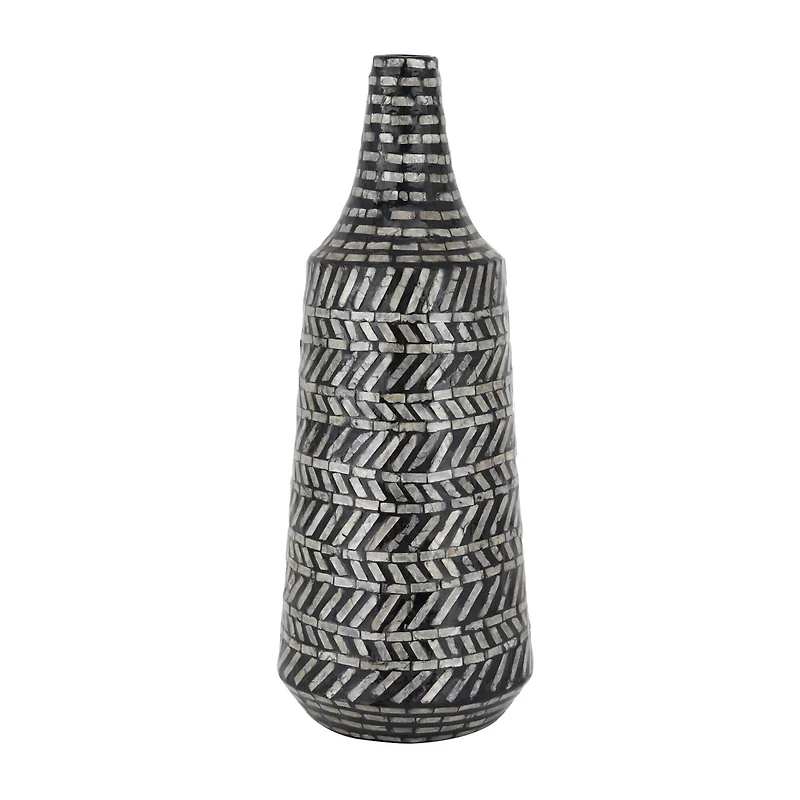 Black Shell Contemporary Vase, 22" x 8" x 8"