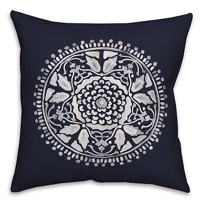 Navy Medallion 1 Throw Pillow 18" x 18"