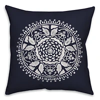 Navy Medallion 1 Throw Pillow 18" x 18"