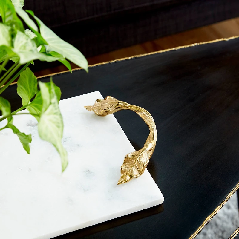 21" White Marble Natural Serving Tray