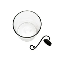 Hello Honey® 9.5" Black Glass Hurricane with Metal Candle Holder