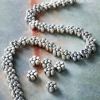 Silver Plated Flower Beads, 7mm by Bead Landing™