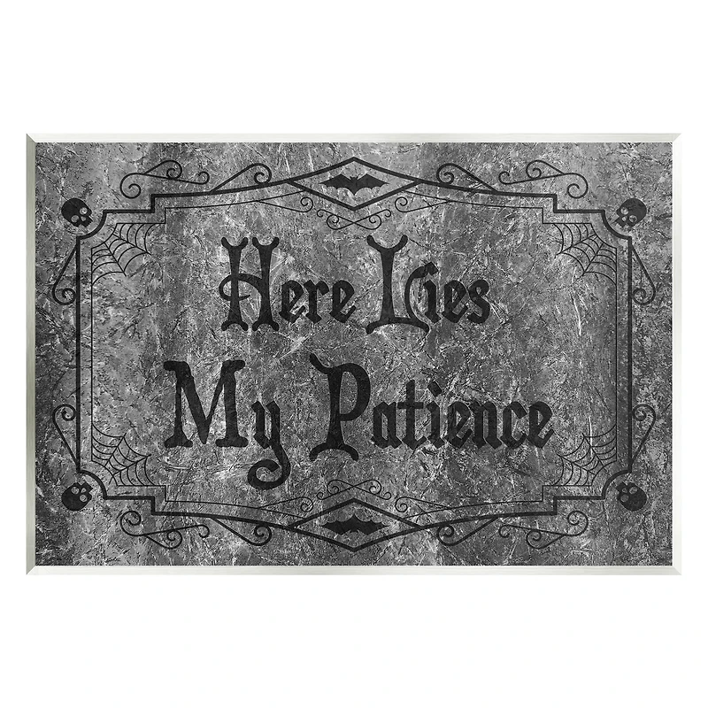 Stupell Industries Here Lies My Patience Tombstone Wall Plaque Art