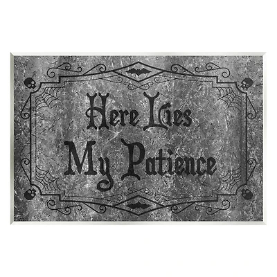 Stupell Industries Here Lies My Patience Tombstone Wall Plaque Art