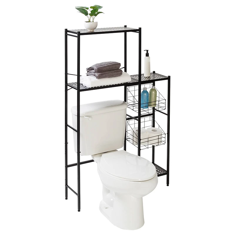 Honey Can Do Reversible Black Bathroom Storage Space Saver