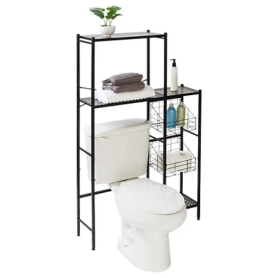 Honey Can Do Reversible Black Bathroom Storage Space Saver