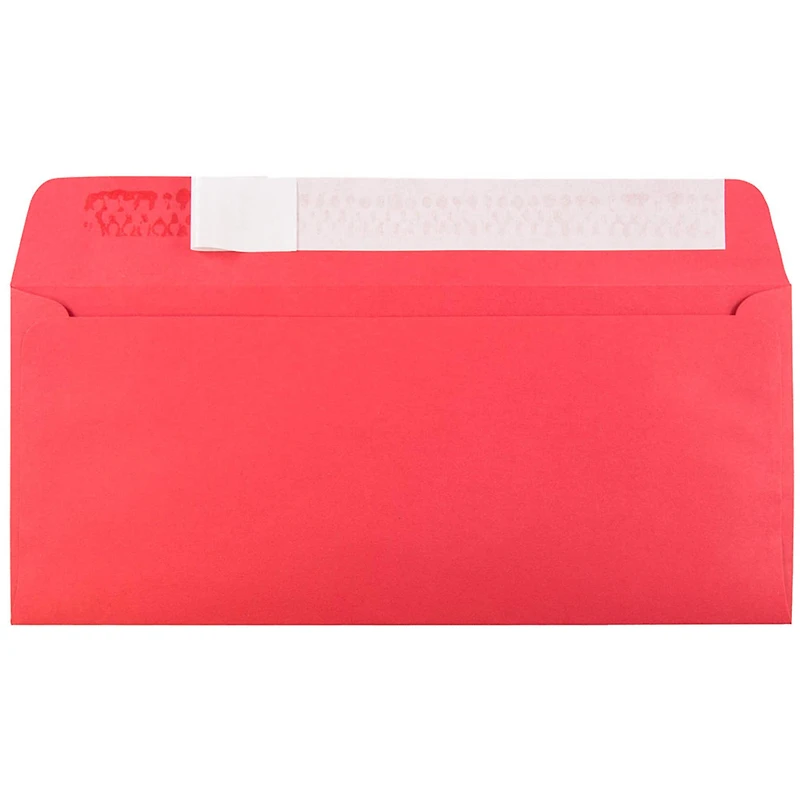 JAM Paper 4" x 9.5" Red Recycled Business Peel & Seal Envelopes