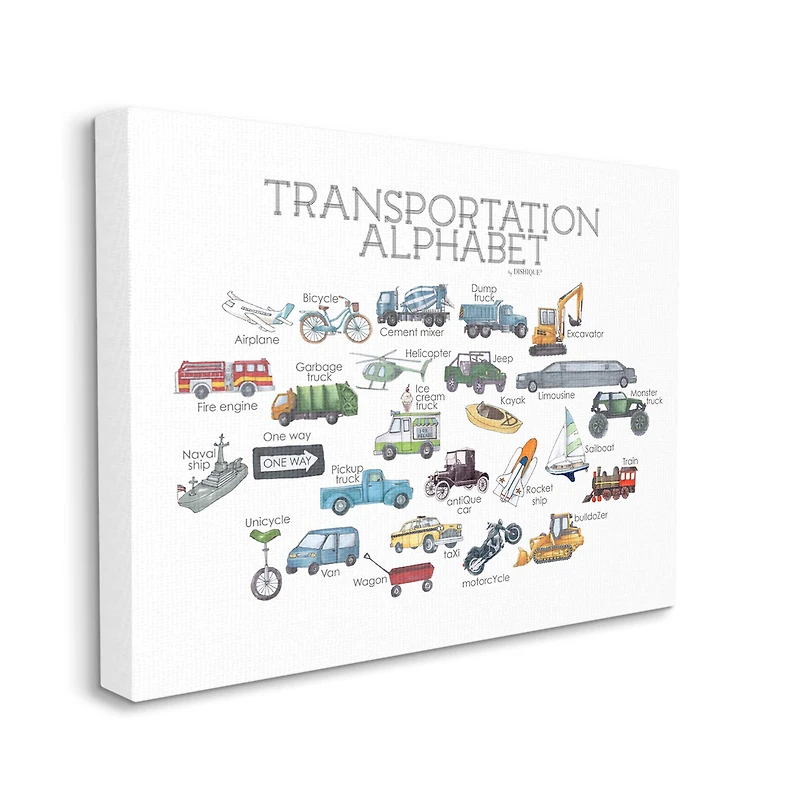 Stupell Industries Kids Educational Transportation Alphabet Canvas Wall Art