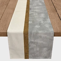 Gray & Linen with Leather Stripe Outdoor Table Runner
