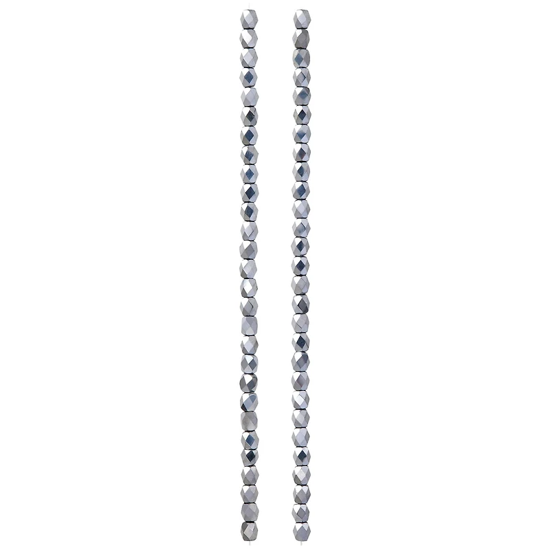Silver Iridescent Glass Tube Beads, 4mm by Bead Landing™