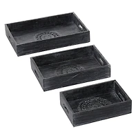 Black Mango Wood Traditional Tray Set
