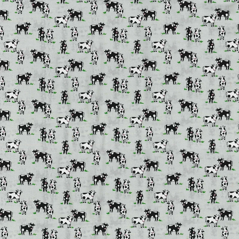 Fabric Traditions Cows on Gray Cotton Fabric