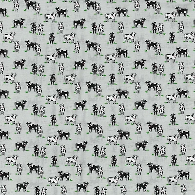 Fabric Traditions Cows on Gray Cotton Fabric