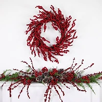22" Red & Brown Berry Christmas Wreath