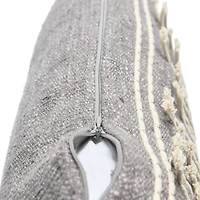 Appliqued Rope & Metallic Embroidery Cotton Lumbar Pillow