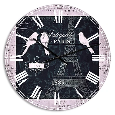 Designart 'Paris Vintage Collage Ii Traditional Wall Clock