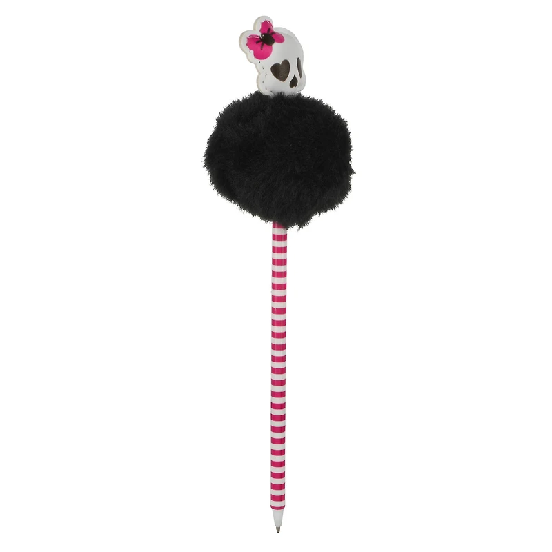 8" Black & White Skull Pom Pom Pen by Creatology™