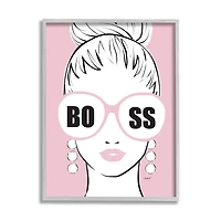Stupell Industries Boss Phrase Sunglasses Glam Female Pink Fashion in Gray Frame Wall Art