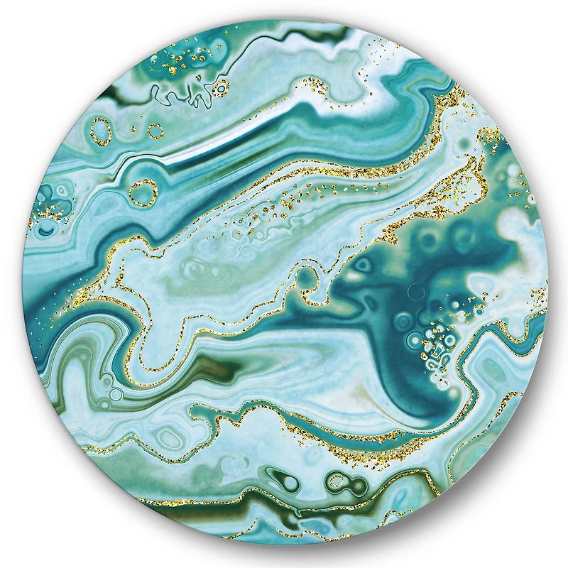 Designart - Ocean Blue Golden Marble