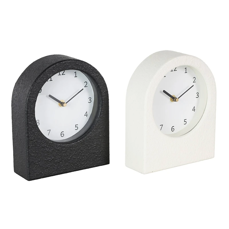 8.75" Textured Decorative Clock with Gold Accents Set