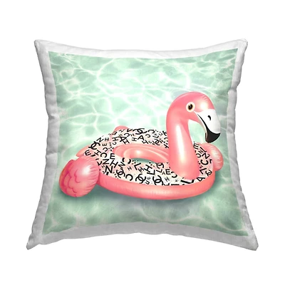 Stupell Industries Fashion Brand Flamingo Summer Pool Float Throw Pillow, 18" x 18"