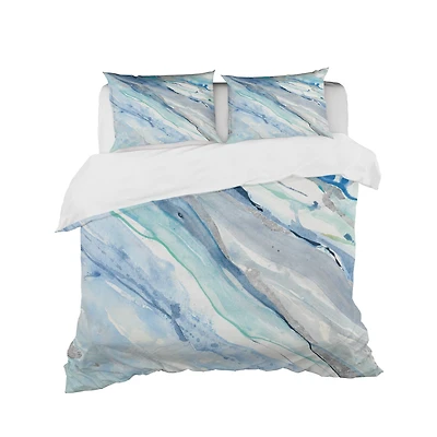 Designart Blue Silver Spring II Farmhouse Duvet Cover Set