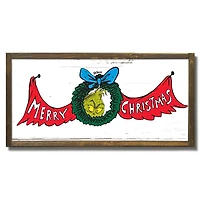 24" The Grinch Merry Christmas Wreath Framed Wood Plaque