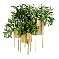 Gold Metal Contemporary Planter Set