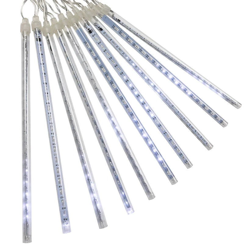 Set of 10 Transparent Dripping Icicle Snowfall Christmas Light Tubes - 14 ft Clear Wire