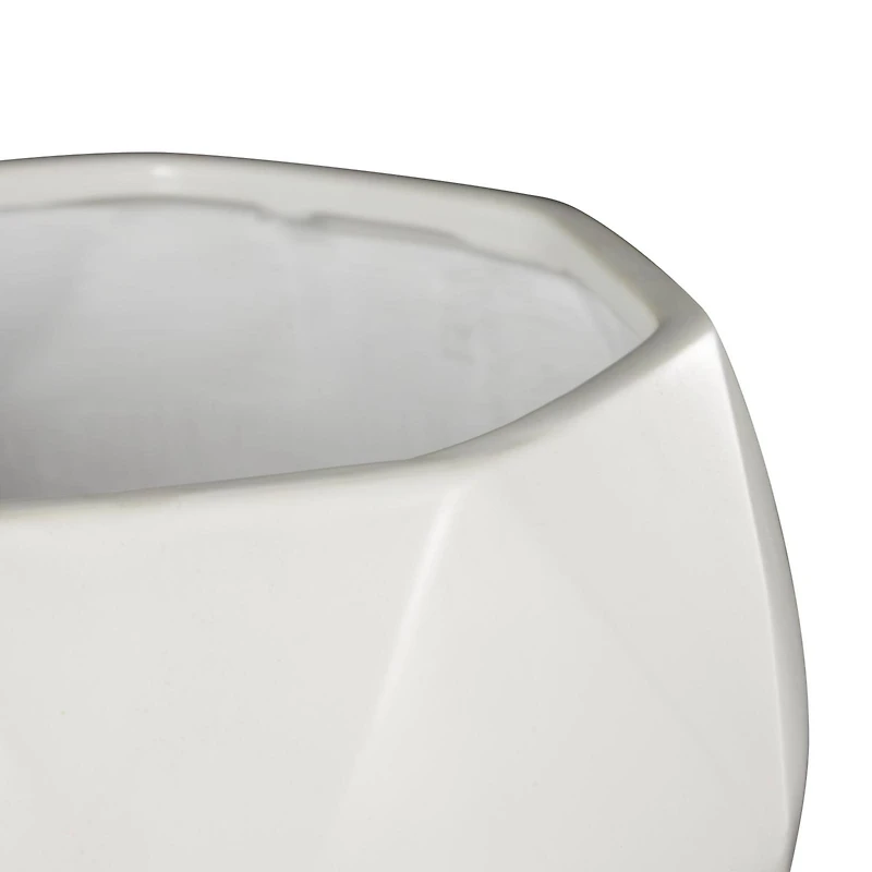 White Faceted Ceramic Planter Set