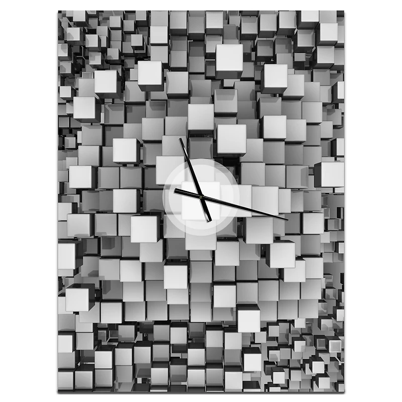 Designart Black And Gray Cubes Wall Clock