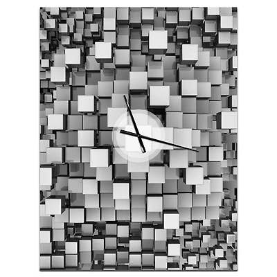 Designart Black And Gray Cubes Wall Clock