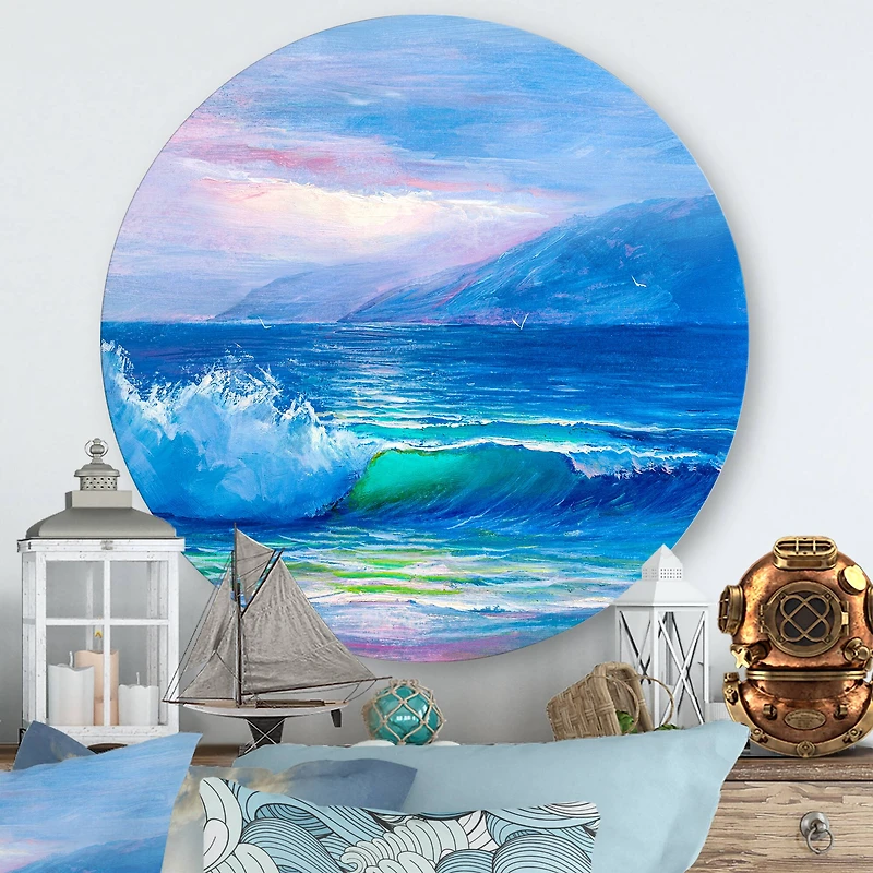 Designart - Blue Waves Breaking At The Beach II