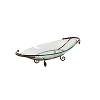 Brass Glass and Metal Modern Serving Bowl, 6" x 30" x 12"