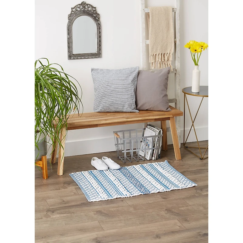 DII® Stonewash Blue & White Hand-Loomed Paper Chindi Rug, 2ft. x 3ft.