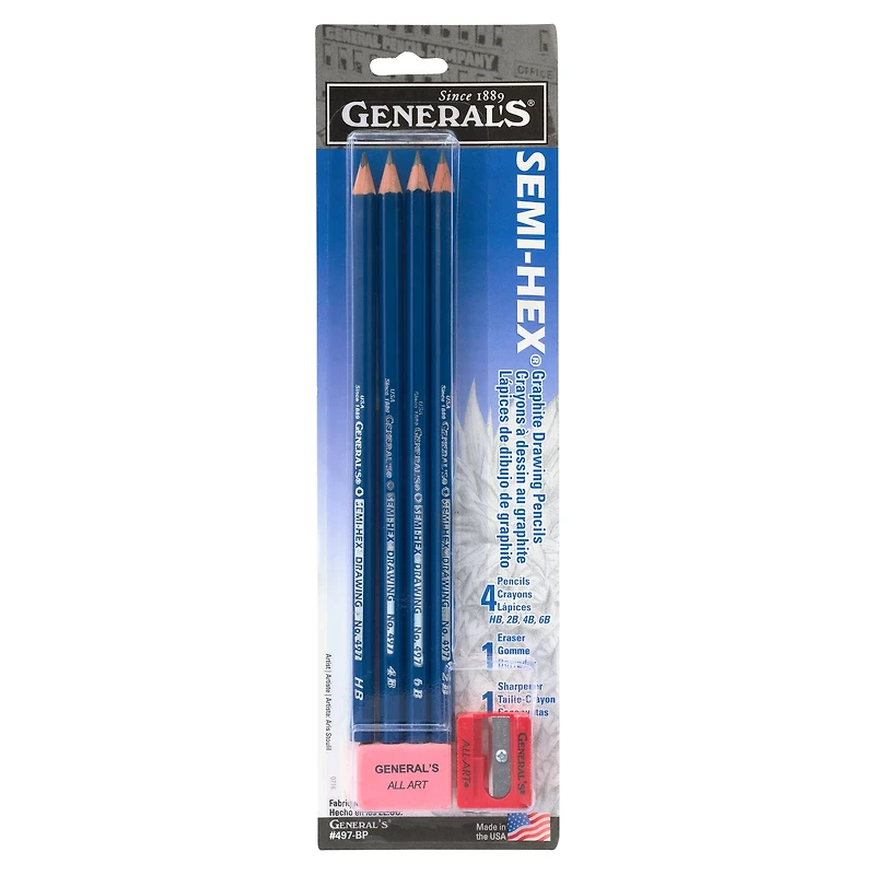 General's® Semi-Hex® Classic Graphite Drawing Pencil Set