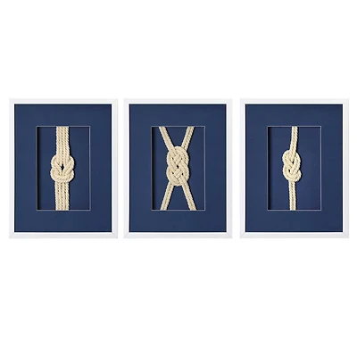 American Art Decor Naut Shore Framed Wall Decor Knots - 11" x 14"