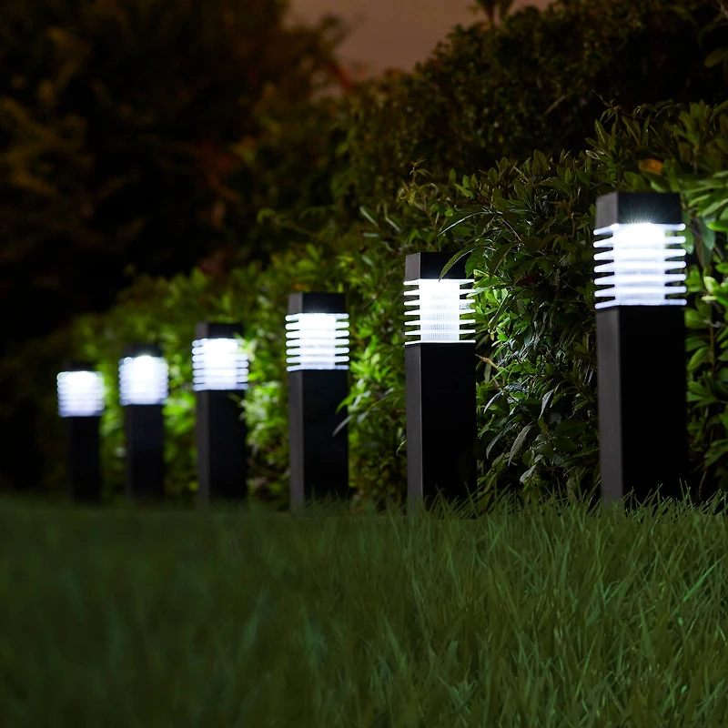 Glitzhome® 15.25" Solar Powered Transparent Texture Lens Pathway Stake Lights, 6ct.