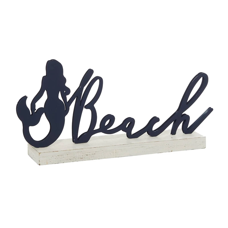 19" Black Wood Coastal Beach Tabletop Sign