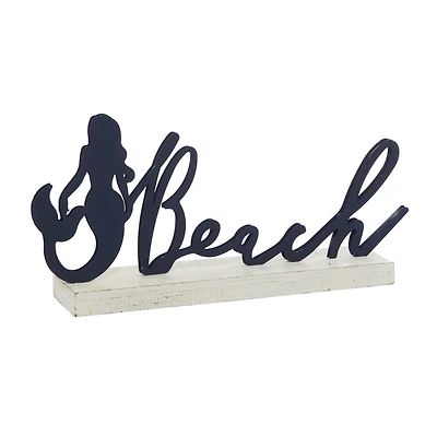 19" Black Wood Coastal Beach Tabletop Sign