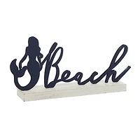 19" Black Wood Coastal Beach Tabletop Sign