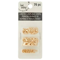 12 Pack: Gold Lobster Clasps & Crimp Beads by Bead Landing™