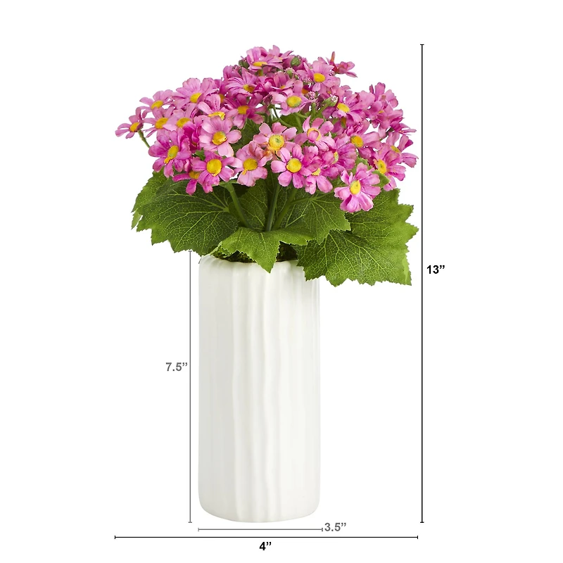 13'' Pink Daisy Plant in White Planter