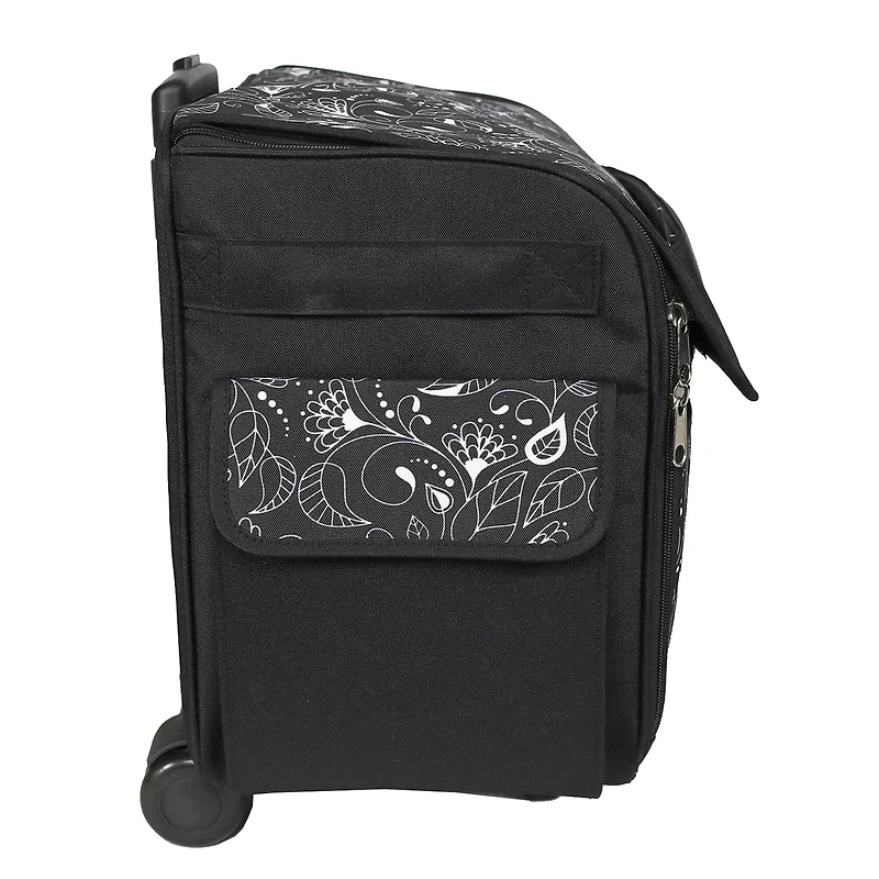 Everything Mary Black & White Floral Rolling Sewing Machine Tote