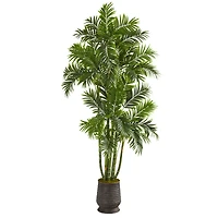 6ft. Areca Palm Tree in Ribbed Metal Planter