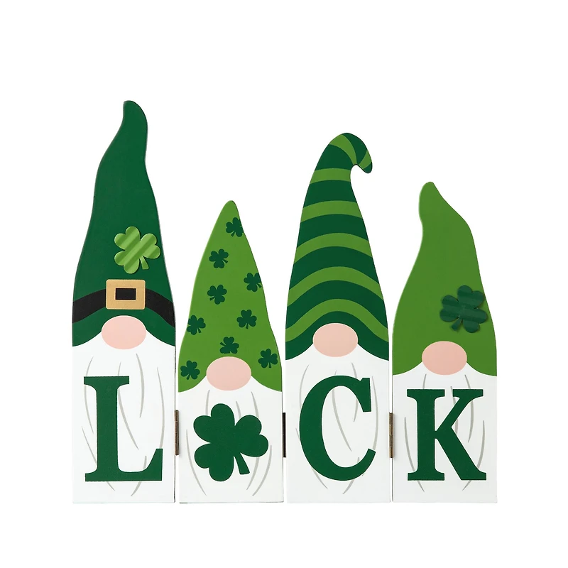 Glitzhome® 12.25" St. Patrick's Wooden Luck Shamrock Gnome Table Decor